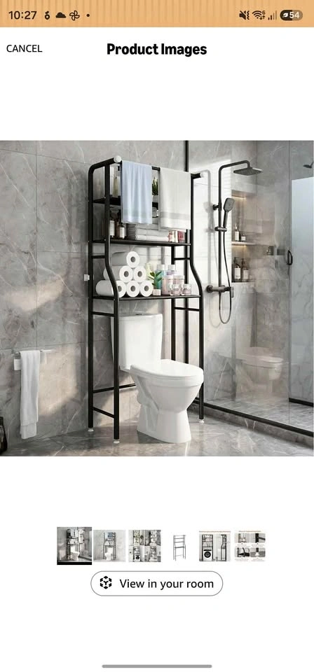 Black Metal Over-The-Toilet Storage Rack