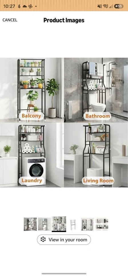 Black Metal Over-The-Toilet Storage Rack - photo 4
