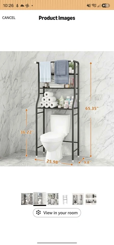 Black Metal Over-The-Toilet Storage Rack - photo 5