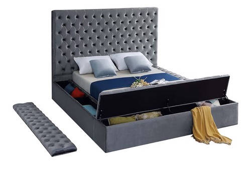 Barely Used Contemporary Velvet Upholstered Queen Bed - photo 3