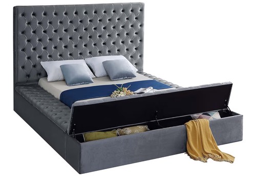 Barely Used Contemporary Velvet Upholstered Queen Bed - photo 4