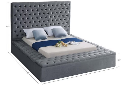 Barely Used Contemporary Velvet Upholstered Queen Bed - photo 5