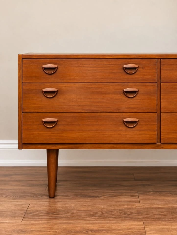 Extra Long Vintage Teak 9 Drawer Dresser / Credenza MCM - photo 3