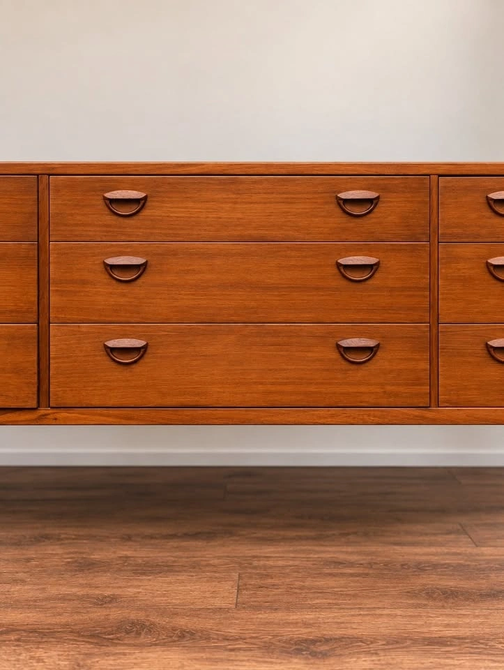 Extra Long Vintage Teak 9 Drawer Dresser / Credenza MCM - photo 4