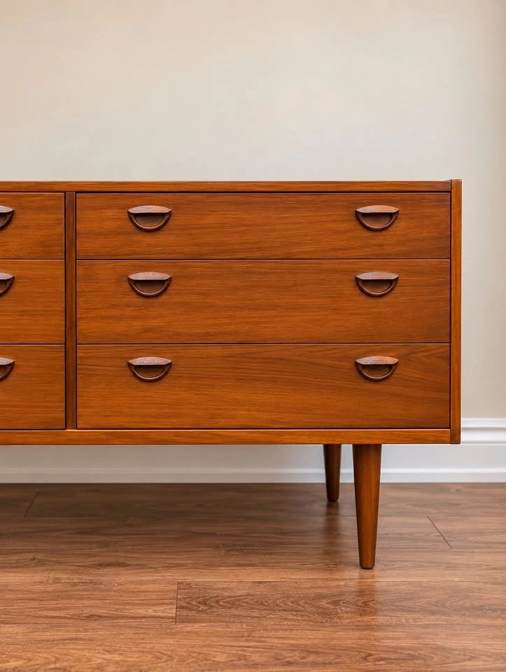 Extra Long Vintage Teak 9 Drawer Dresser / Credenza MCM - photo 5