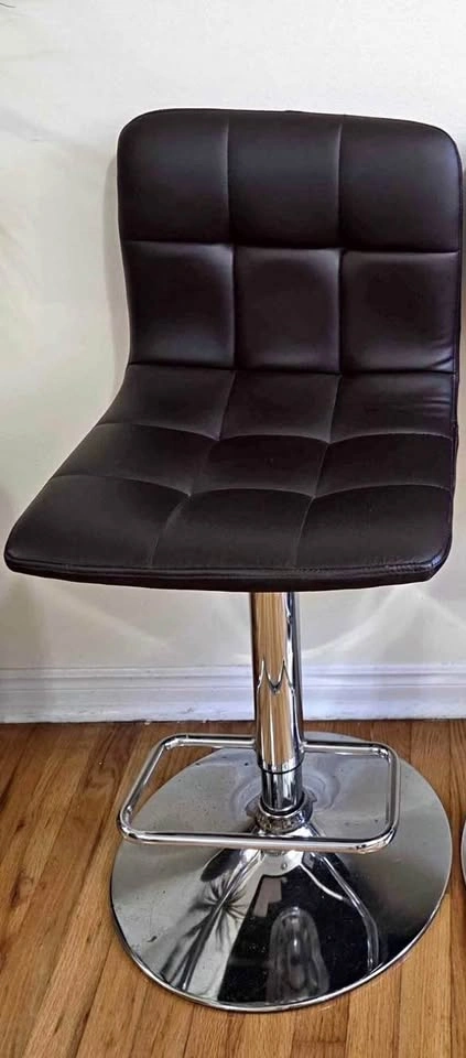Adjustable Leather Bar Stool in Black - photo 3
