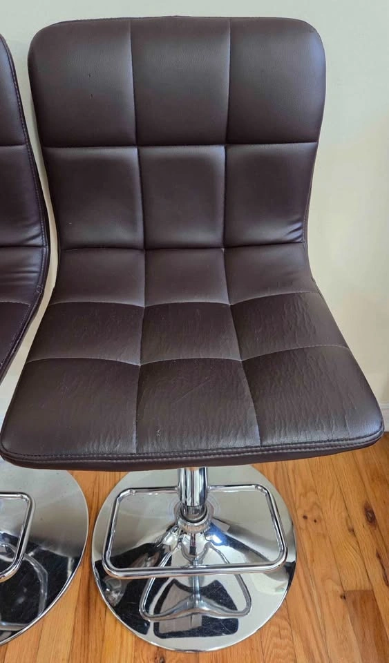 Adjustable Leather Bar Stool in Black - photo 4