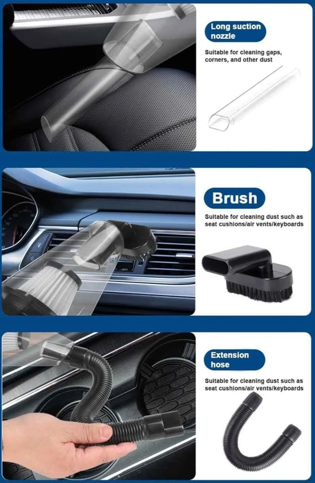 Car Vacuum Cleaner 14000PA with Attachments and USB Cable - photo 5