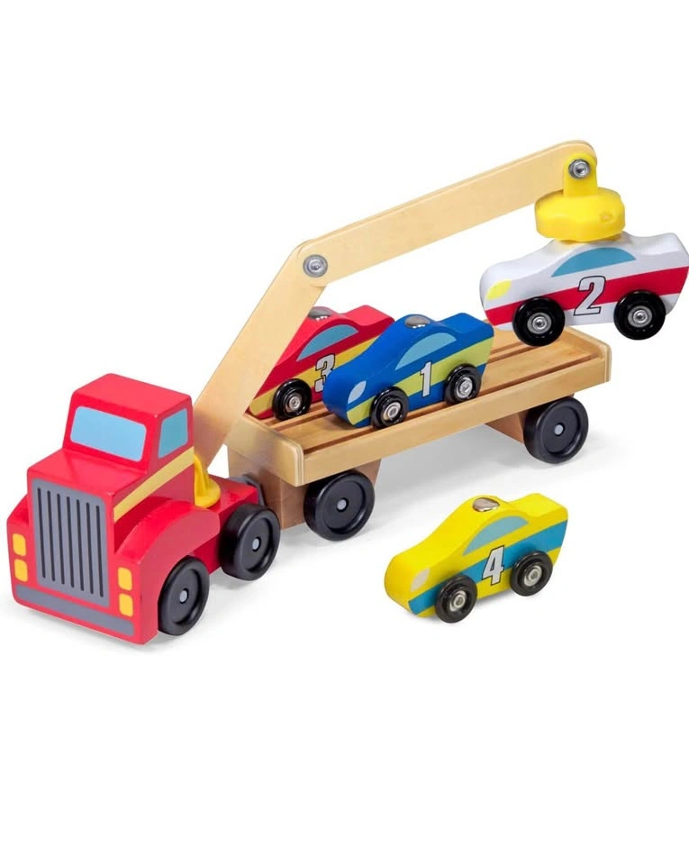 Melissa & Doug Wooden Car Transporter Truck Magnetic Cars Toy - photo 2