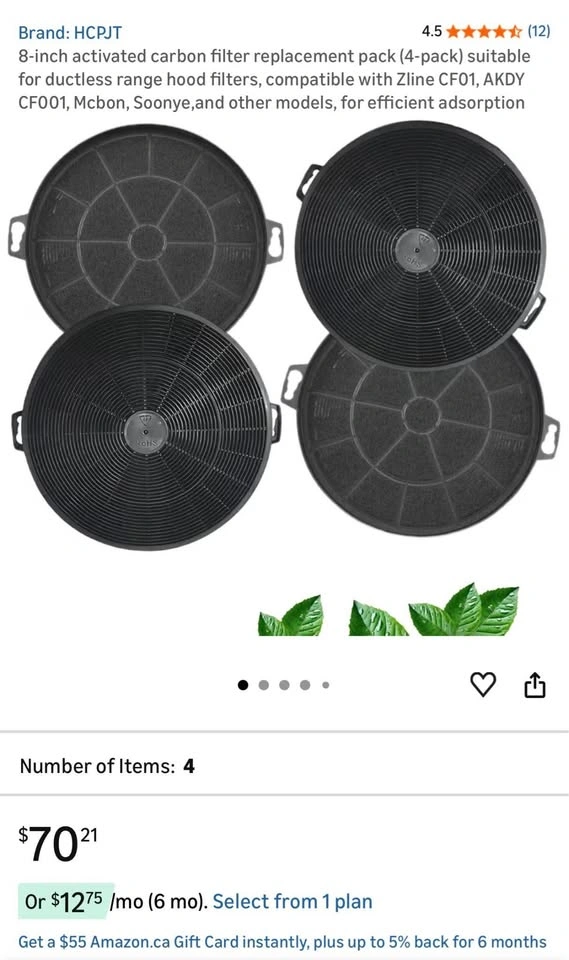 2pcs NEW 8-in Range Hood Activated Carbon Filter - photo 5