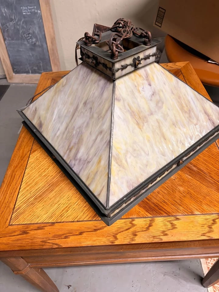 Vintage Arts & Crafts Mission Style Pyramid Pendant Light - photo 2