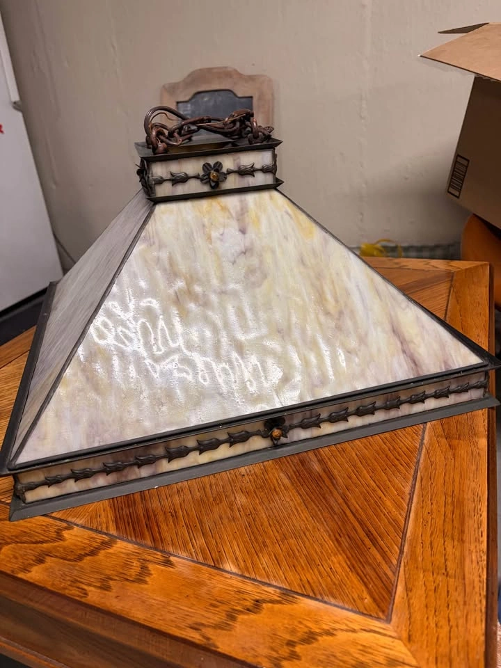 Vintage Arts & Crafts Mission Style Pyramid Pendant Light - photo 3