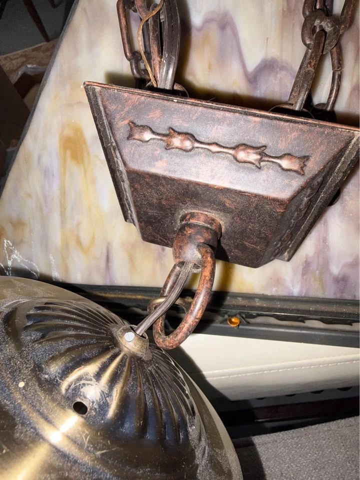 Vintage Arts & Crafts Mission Style Pyramid Pendant Light - photo 5