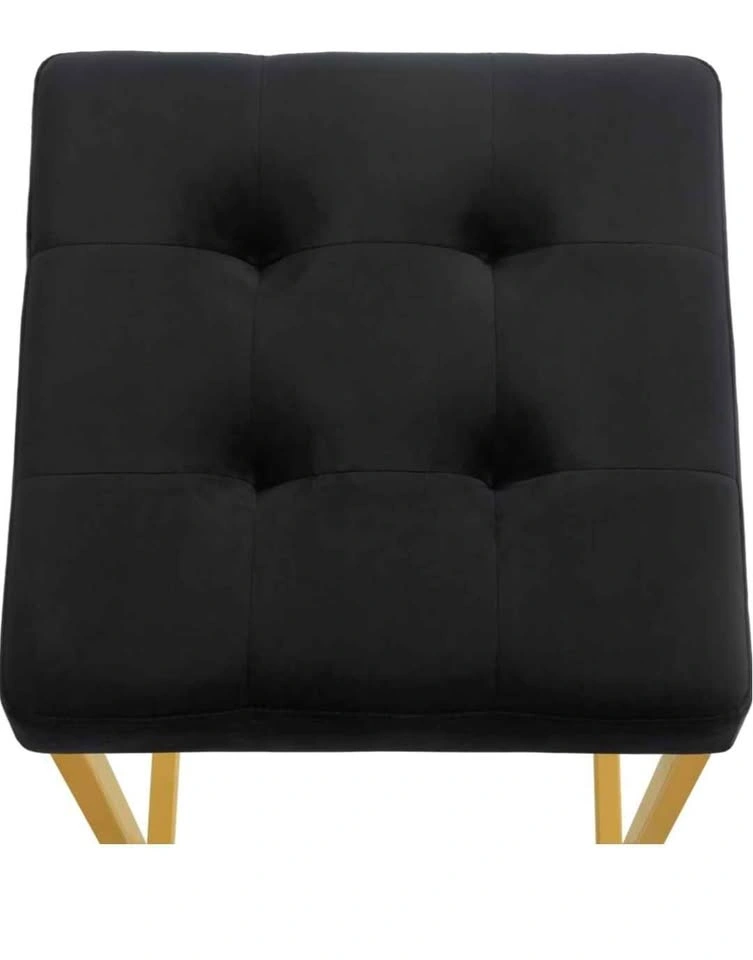 Set of 2 Blue Velvet and Gold Bar Stools - photo 4