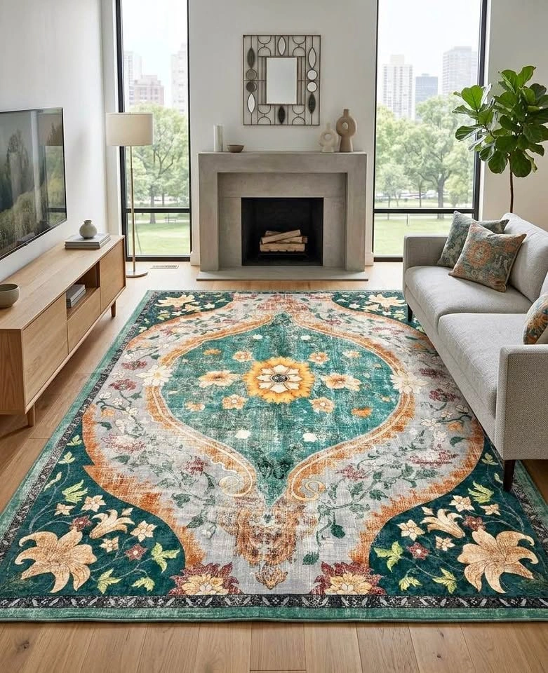 🍀Elegant 8x10 ft Area Rug - New, Cozy, Washable & Non Slip