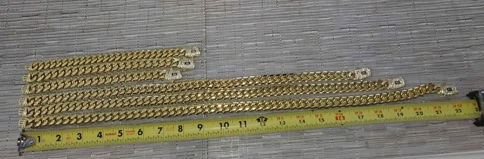 Gold Cuban Link Chain and Bracelet Set with Iced Out Clasps - photo 5