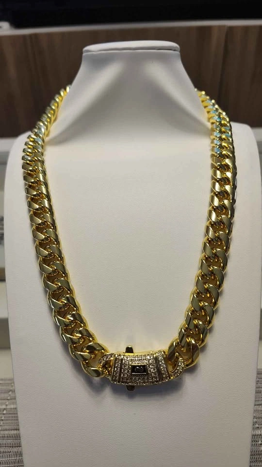 14K Gold Monaco Cuban yellow gold plated Link Chain - 231g - photo 4