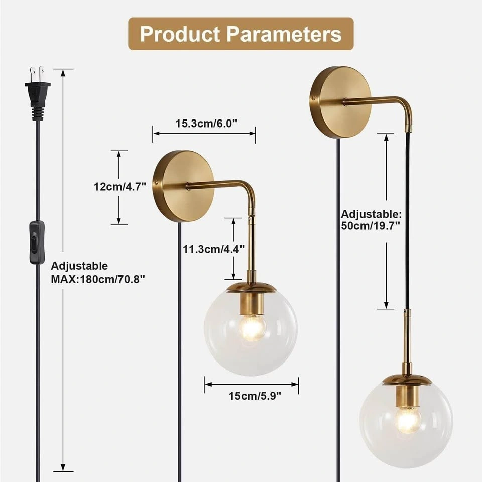 BOKT Post-Modern Gold Glass Ball Wall Lamp 2 Pack - photo 3