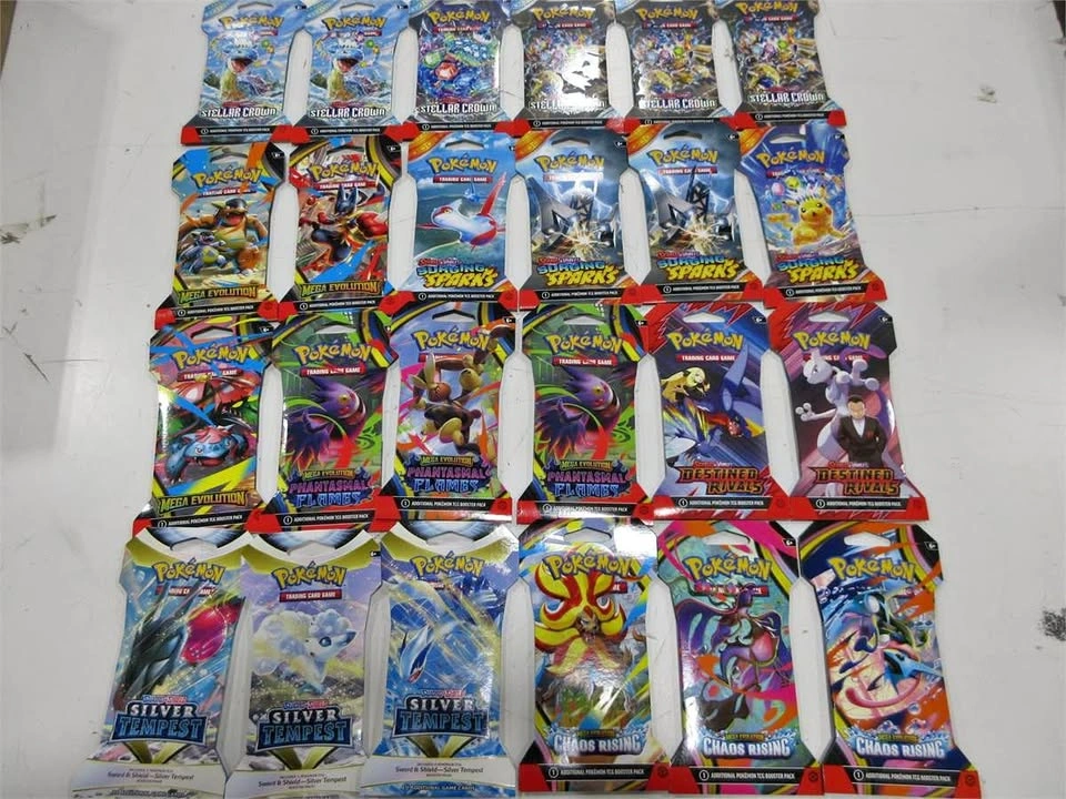 24 Pokemon Sleeved Packs - Stellar Crown, Surging Sparks