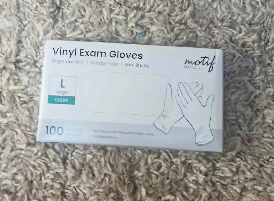 Motif Medical Vinyl Exam Gloves - Large, Clear (100 ct)