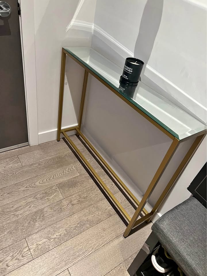 Modern Glass & Gold Console Table