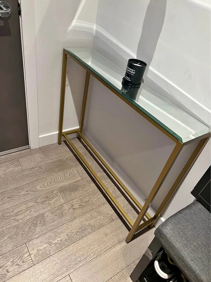 Modern Glass & Gold Console Table thumbnail