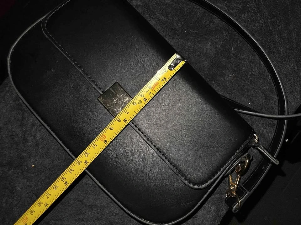 Black Crossbody Bag with Gold Hardware