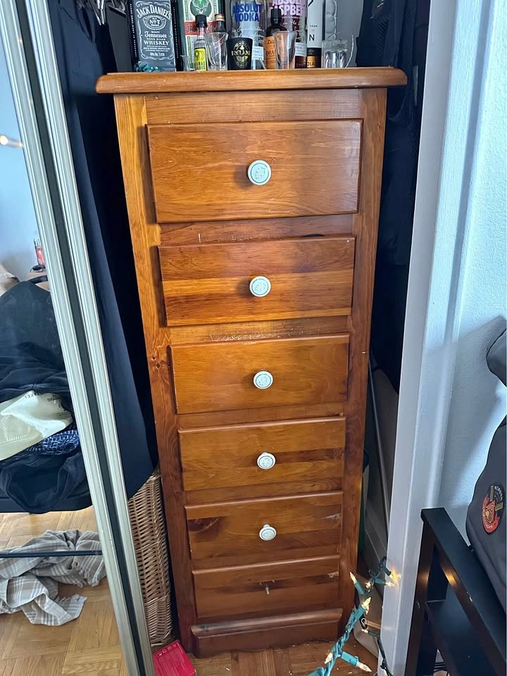 Tall Wooden 6-Drawer Dresser