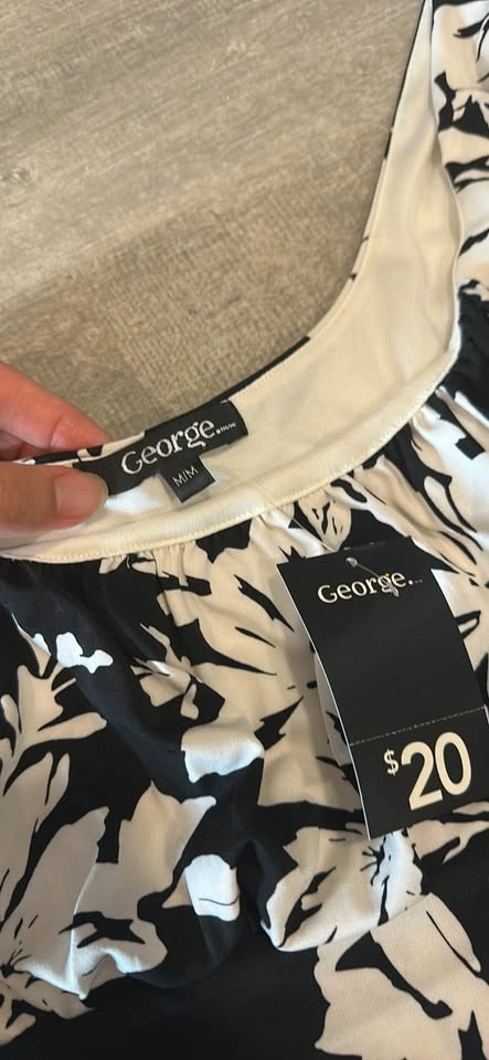 New! George Black and White Floral Dress Size M - photo 2