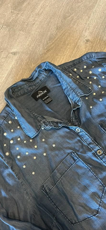 Jordache Pearl Embellished Denim Shirt - photo 2