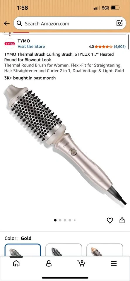 TYMO Thermal Brush Curling Brush, STYLUX 1.7" Heated Round
