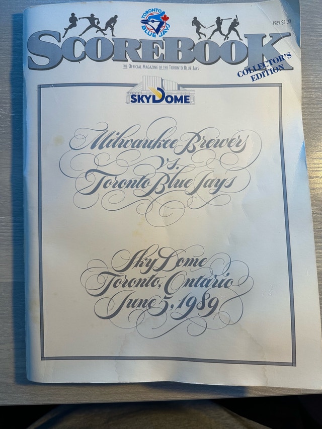 Toronto Blue Jays First Game at Skydome-Toronto Scorebook