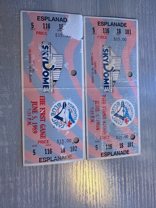 Toronto Blue Jays First Game at Skydome Tickets - June 5th, 1989