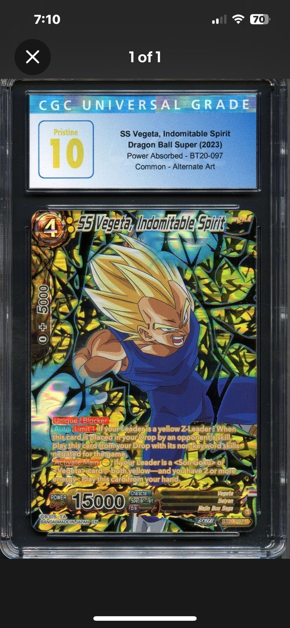Pristine 10 Vegeta Dragon Ball
