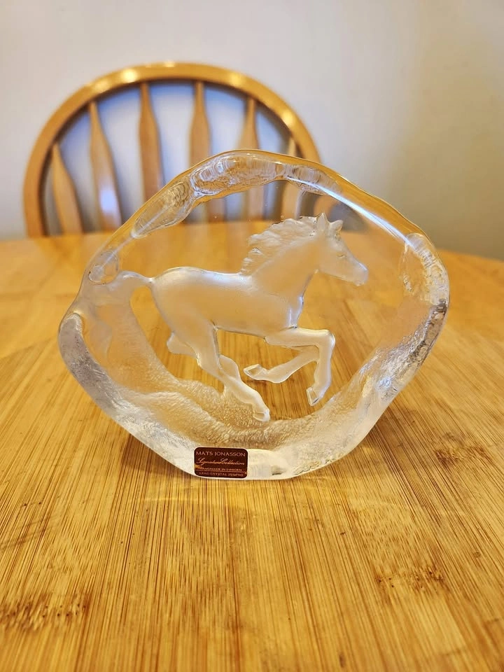 🏈  Mats Jonasson Crystal Horse Sculpture Paperweight Vintage