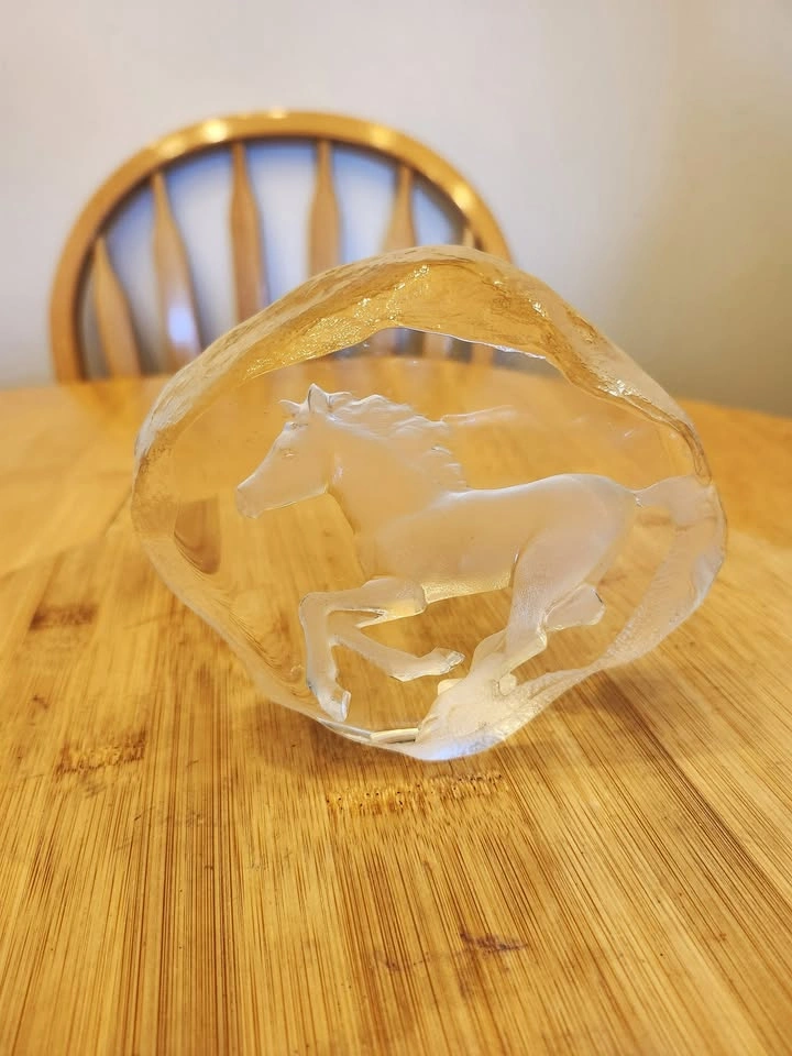 🏈  Mats Jonasson Crystal Horse Sculpture Paperweight Vintage - photo 3