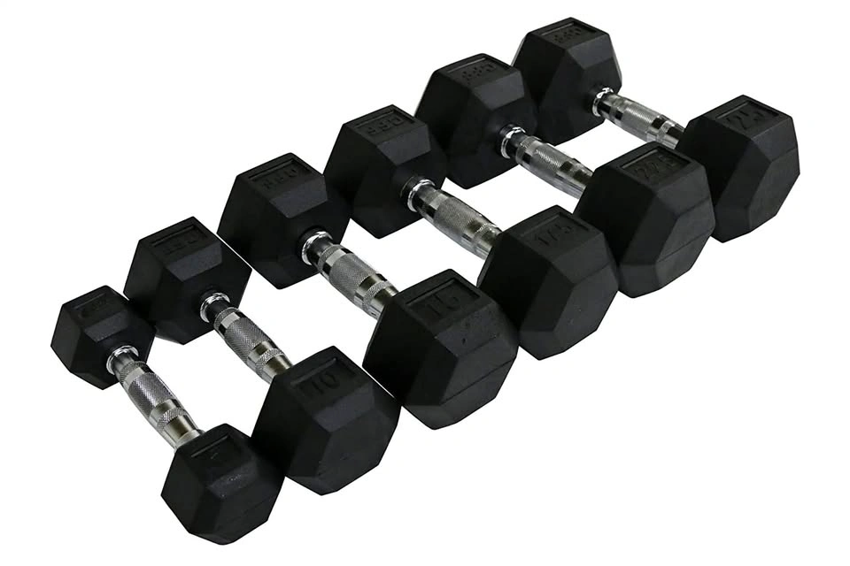 Hexagonal rubber dumbbells