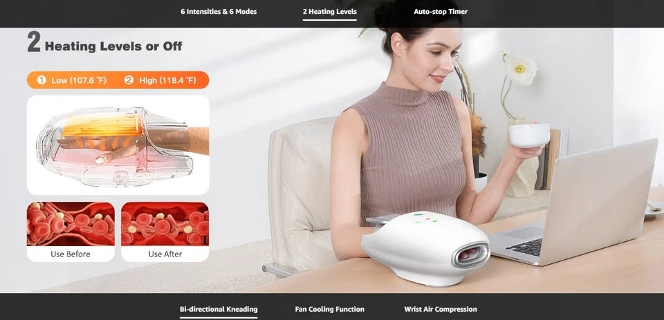 Touchscreen Cordless Hand Massager with Heat and Cooling - photo 4