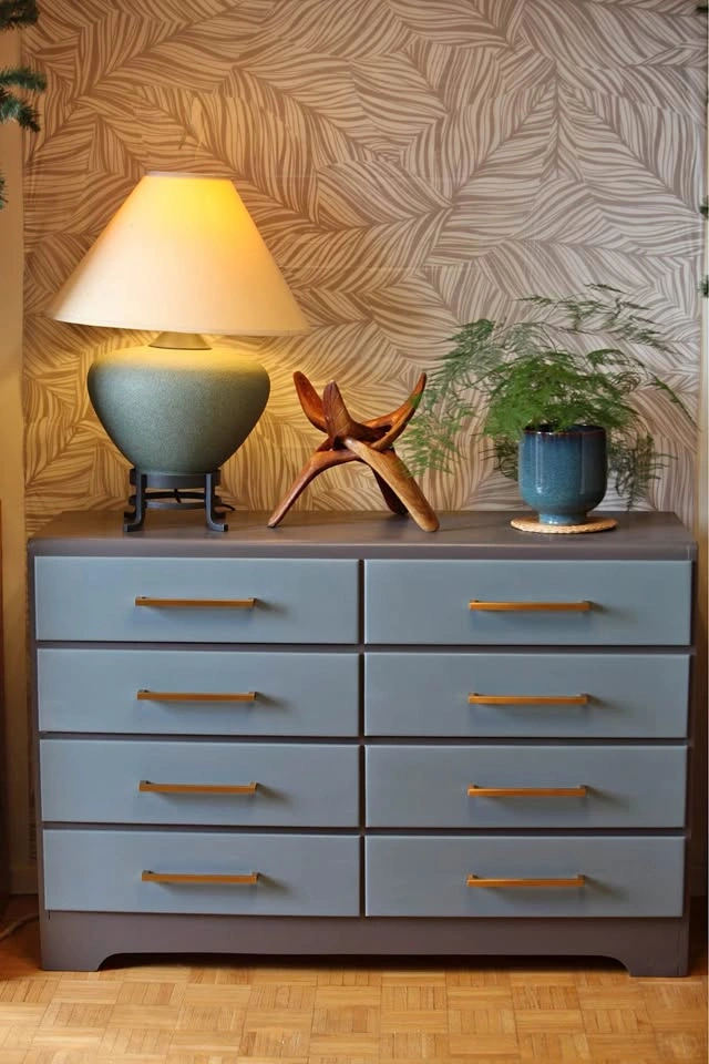 Refinished Mid-Century Modern 8 Drawer Dresser