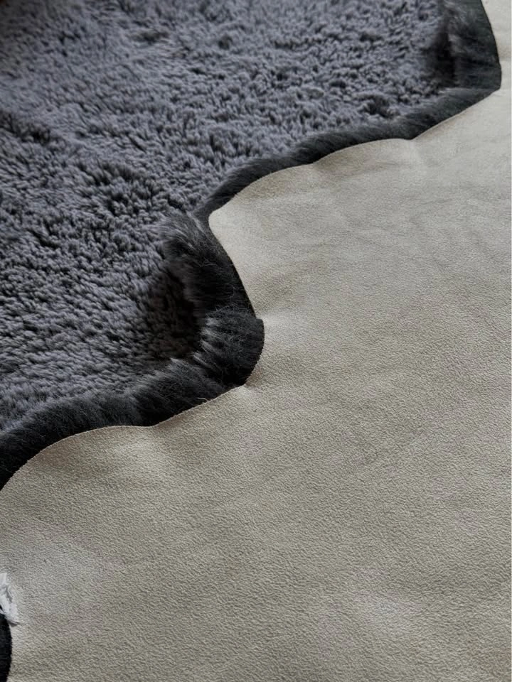 Large Charcoal Grey Organic Shag Rug (185 × 110 cm) - photo 3