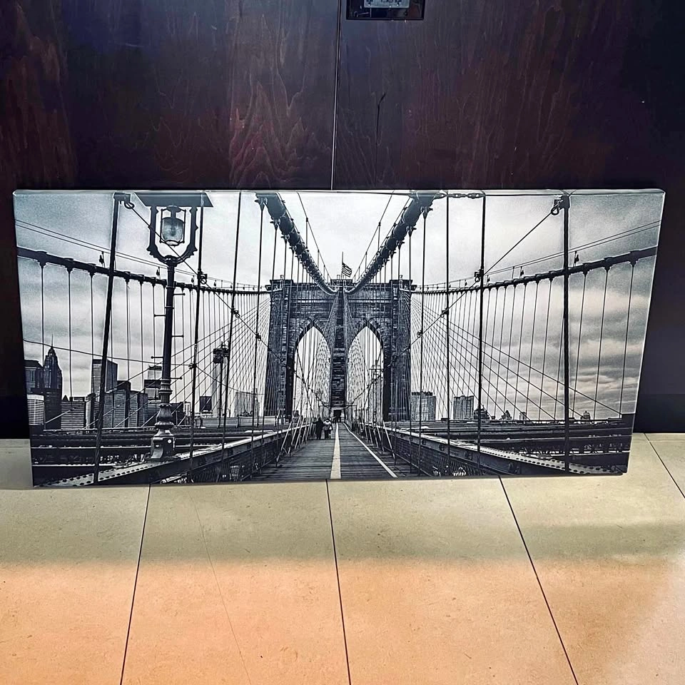 Brooklyn Bridge Black and White Canvas Prints 20” x 40”