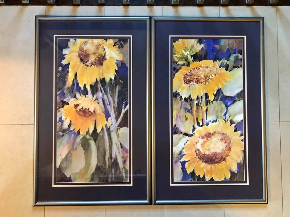Sunflower Colorful watercolor Artwork Print by Cawthorn