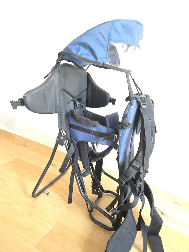 MEC baby carrier hiking with canopy