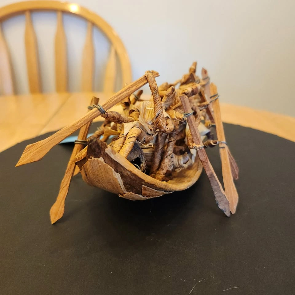 🏈 Hand Crafted Reed Boat, Decor, Rattan - photo 2