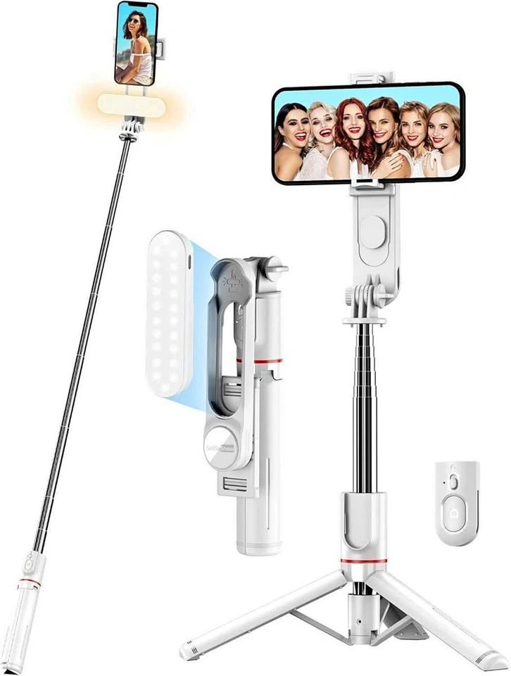 Selfie Stick Tripod with Fill Light, 45-inch Extendable - New!