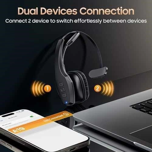 Wireless Headset with Mic, Dual Noise Cancelling, Mute Button - photo 2