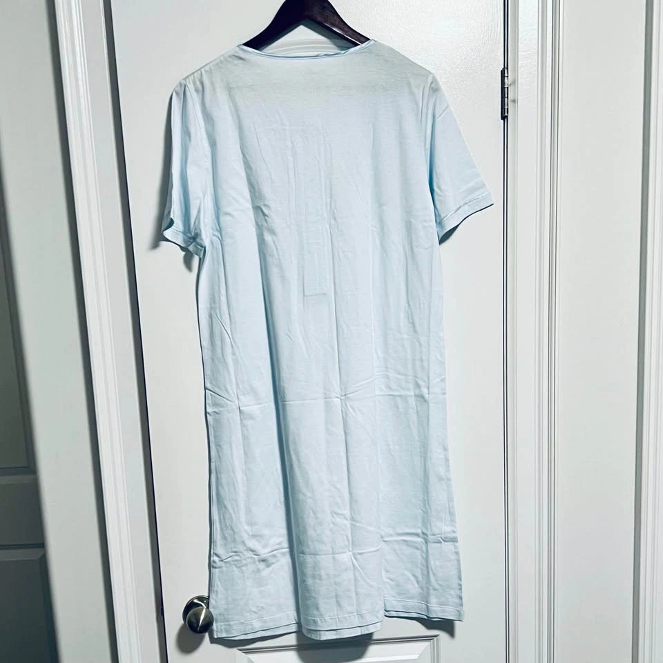 New Light Blue Short-sleeve Nightgown, 100% cotton - photo 2