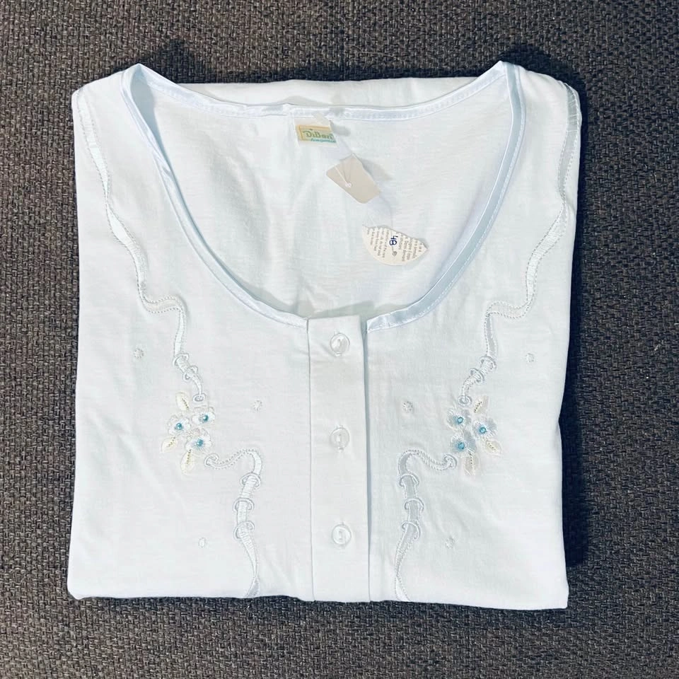 New Light Blue Short-sleeve Nightgown, 100% cotton - photo 5
