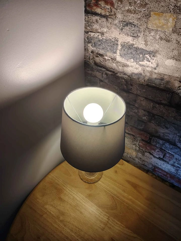 Crystal Glass Base Table Lamp with Fabric Shade - photo 2