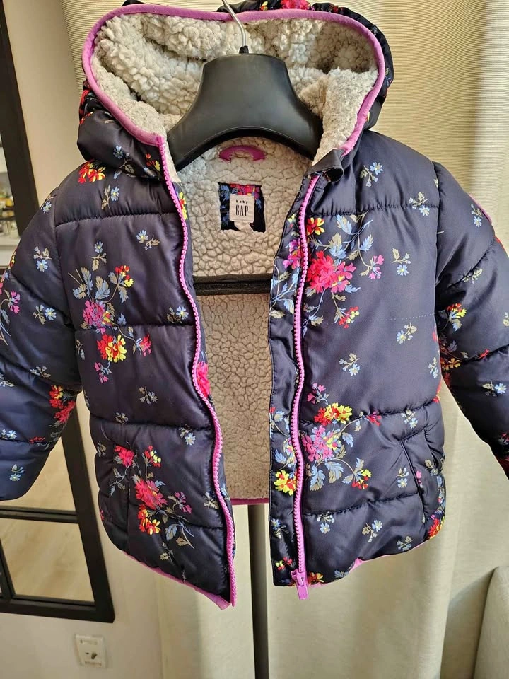Baby Gap Floral Hooded Puffer winter Jacket